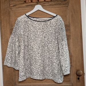 Loft XL black & white lace blouse